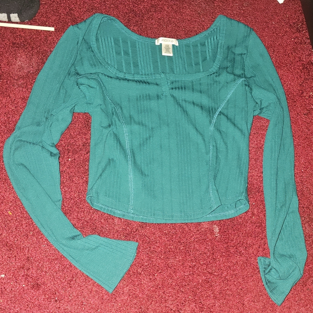 Teal Long Sleeve Ribbed Top